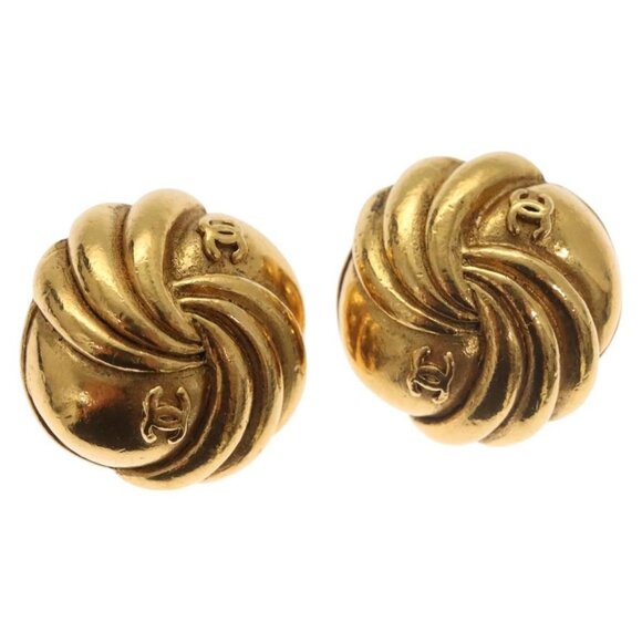 CHANEL Earring Metal Gold CC Auth - Picture 2 of 14